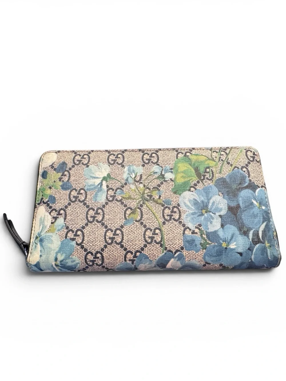 Gucci GG Blooms Zip Around Wallet Blue Floral Wallet w/ Gift Box Made in Italy - Picture 3 of 15